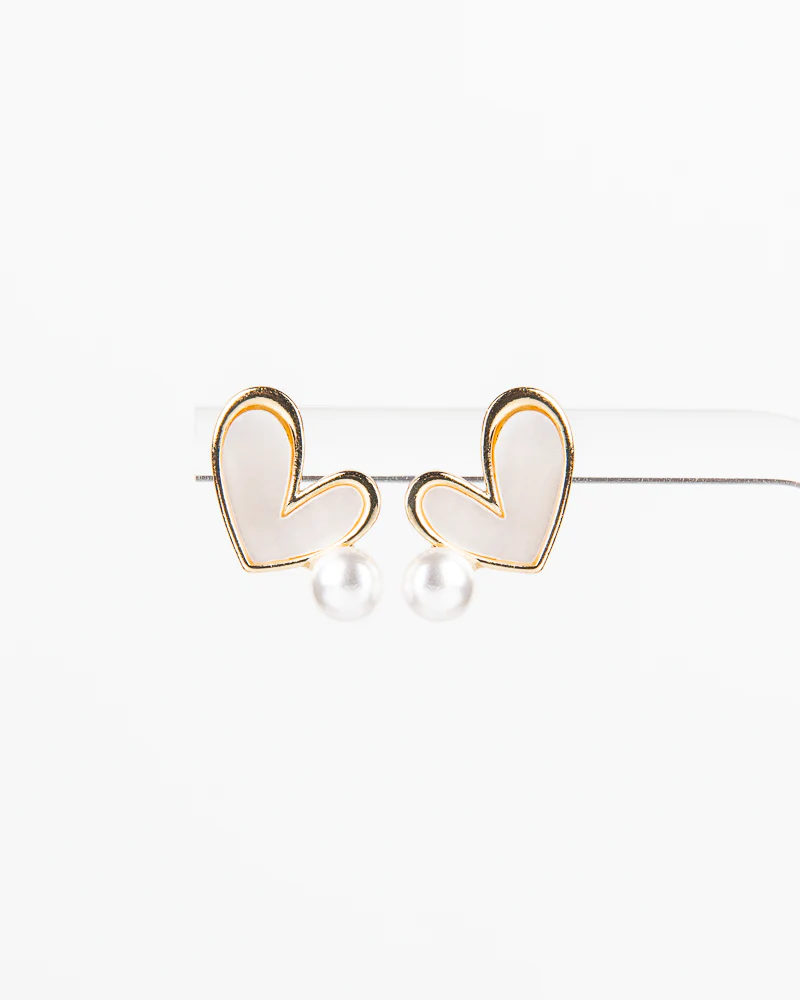 NYU NYU Heart Shaped Earrings with Pearls - Image 2