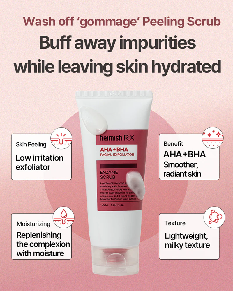 heimish RX AHA + BHA Facial Exfoliator Enzyme Scrub - Image 5