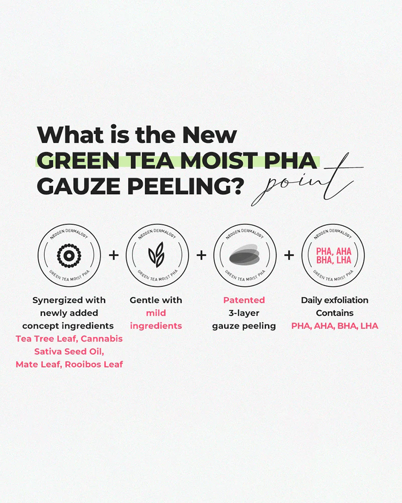 NEOGEN Green Tea Moist PHA Gauze Peeling Pads - Image 5