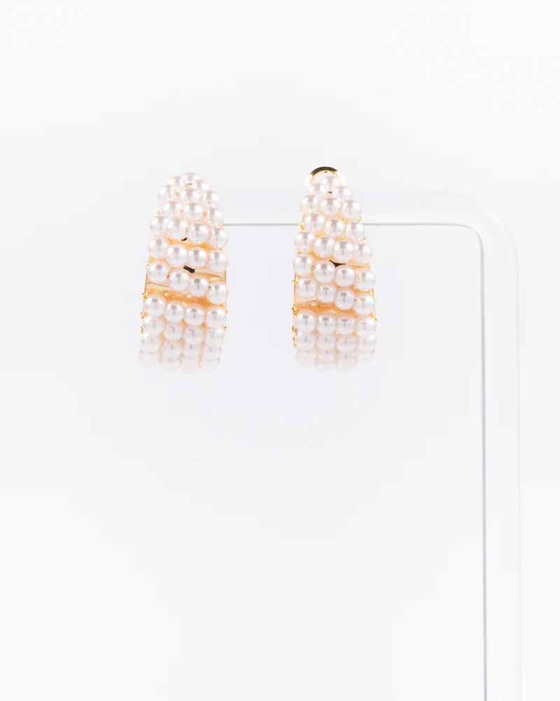 NYU NYU Gold Pearl Hoop Earrings