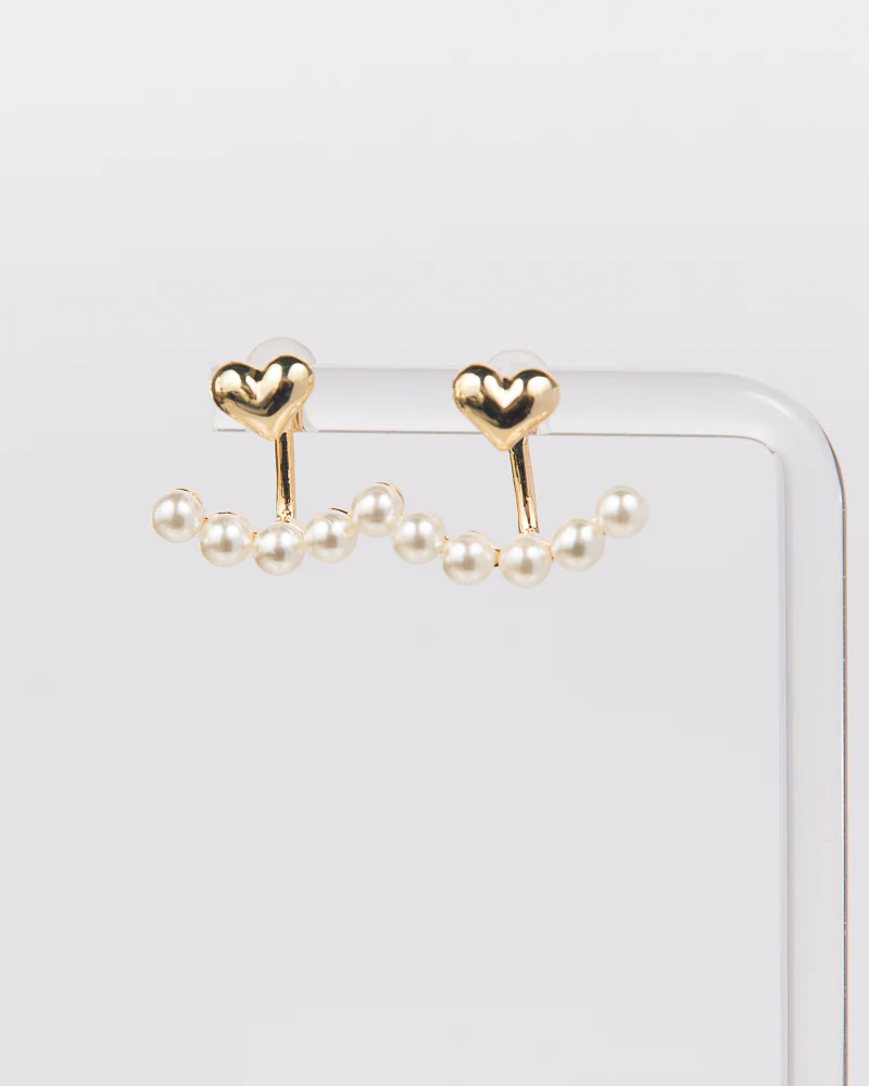 NYU NYU Heart Studs with Pearl Cuffs - Image 2