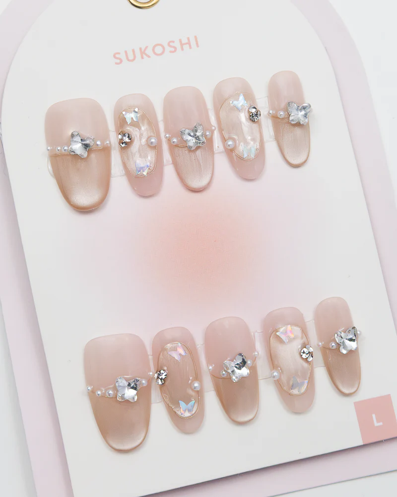 SUKOSHI Handmade Press-On Nails Butterfly Kisses